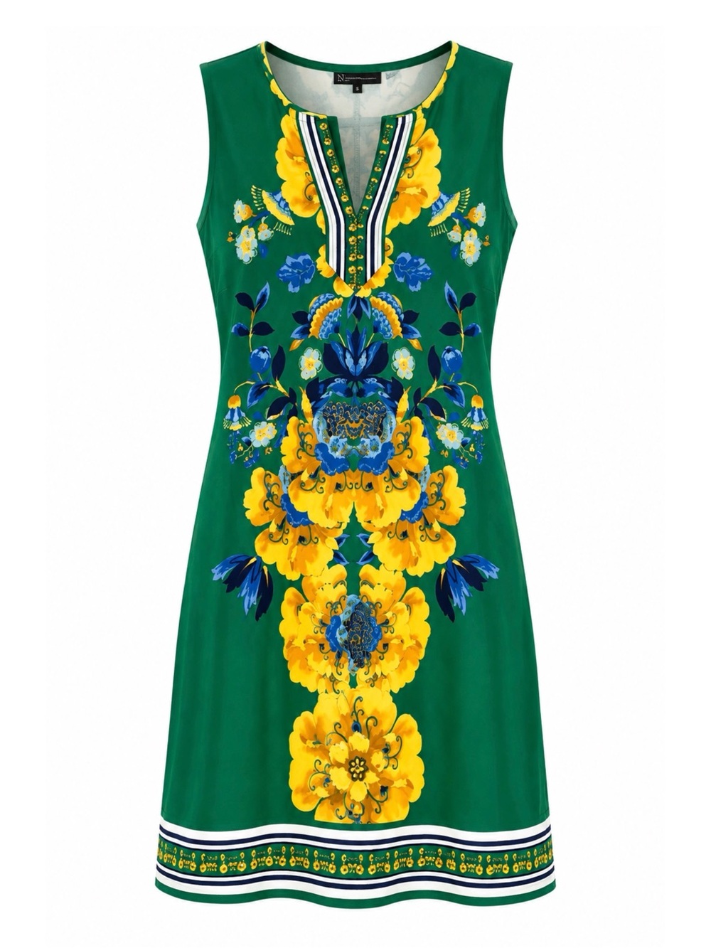 New York & Company Green Floral-Print Sleeveless Tunic